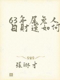 63年属兔人今日财运如何