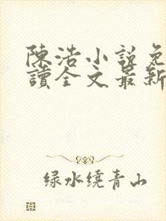 陈浩小说免费阅读全文最新封面