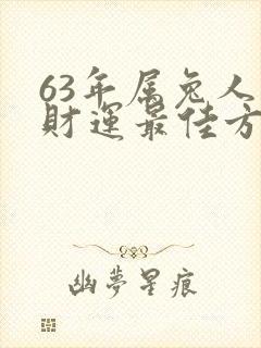 63年属兔人的财运最佳方位