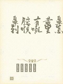 鼻腔有黄鼻涕流到喉咙里怎么办