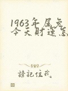 1963年属兔今天财运怎么样
