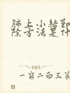 肺上小结节的消除方法是什么