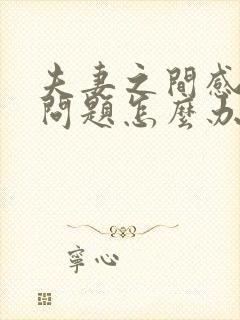 夫妻之间感情出问题怎么办