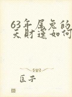 63年属兔的今天财运如何