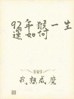 92年猴一生命运如何封面