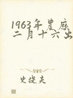 1963年农历二月十六出生命运