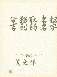 公猫取名招财又吉利的名字封面