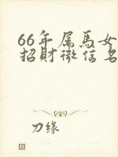 66年属马女最招财微信名