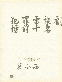 犯罪电视剧排行榜前十名