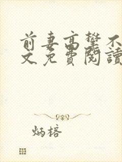 前妻高攀不起全文免费阅读封面