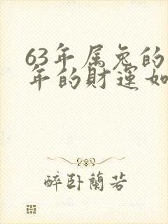 63年属兔的今年的财运如何封面