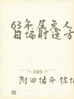 63年属兔人今日偏财运方位