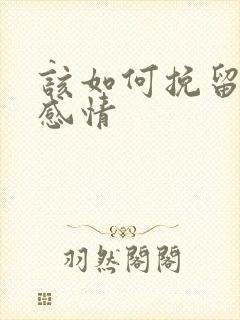 该如何挽留一段感情封面