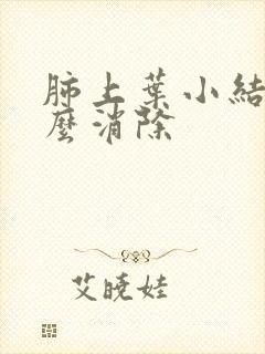 肺上叶小结节怎么消除