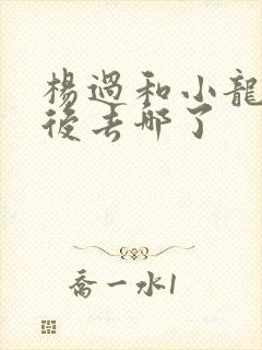 杨过和小龙女最后去哪了封面