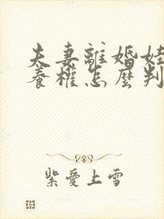 夫妻离婚娃儿抚养权怎么判定