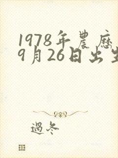 1978年农历9月26日出生的人命运