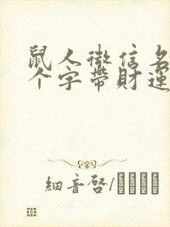 鼠人微信名字两个字带财运的封面