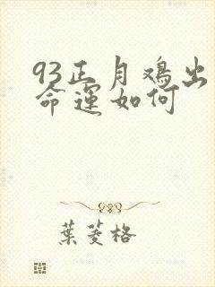 93正月鸡出生命运如何封面