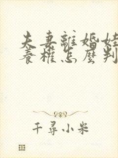 夫妻离婚娃儿抚养权怎么判定