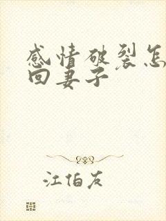 感情破裂怎么挽回妻子