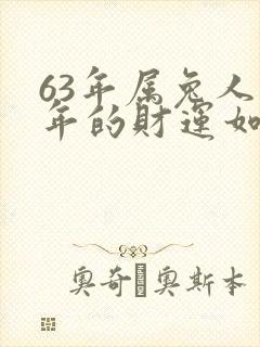 63年属兔人今年的财运如何