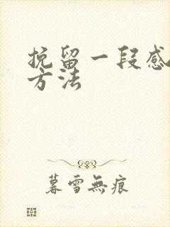 挽留一段感情的方法封面