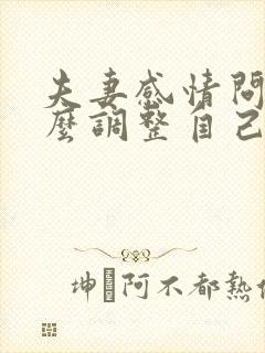 夫妻感情问题怎么调整自己