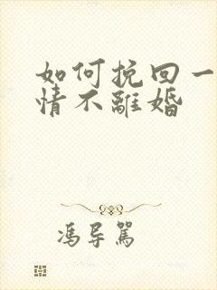 如何挽回一段感情不离婚