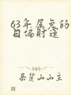 63年属兔的今日偏财运