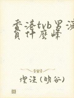 香港tvb男演员什么峰