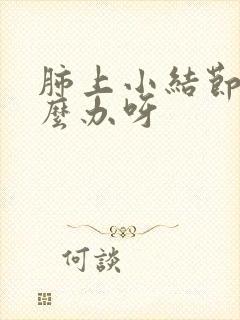 肺上小结节影怎么办呀封面