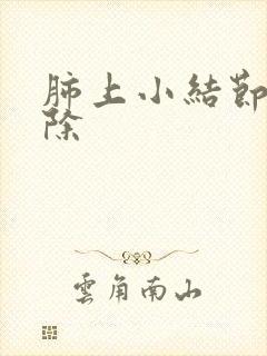 肺上小结节可消除