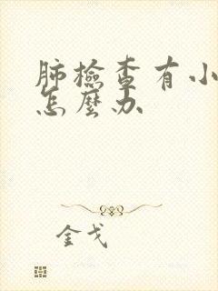 肺检查有小结节怎么办