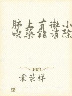 肺上有微小结节吃药能消除吗