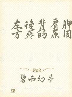 左后背肩胛骨下方疼的原因