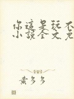 你这是玩不起呀小说全文免费阅读封面