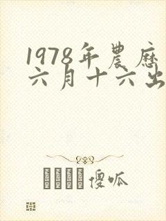 1978年农历六月十六出生命运封面