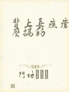 背上长痤疮是怎么搞的