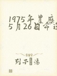 1975年农历5月26日命运如何