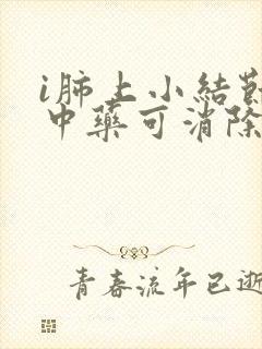 i肺上小结节吃中药可消除