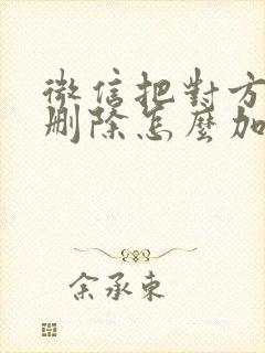 微信把对方拉黑删除怎么加回来