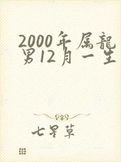 2000年属龙男12月一生命运