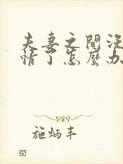 夫妻之间没有感情了怎么办封面