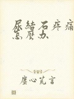 尿结石疼痛厉害怎么办