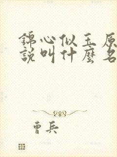 锦心似玉原著小说叫什么名字