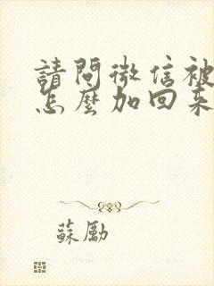 请问微信被拉黑怎么加回来