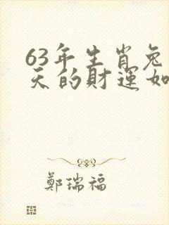 63年生肖兔今天的财运如何