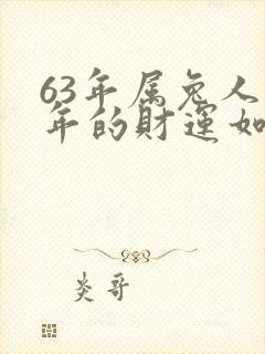 63年属兔人今年的财运如何