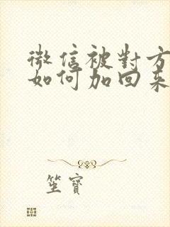 微信被对方拉黑如何加回来